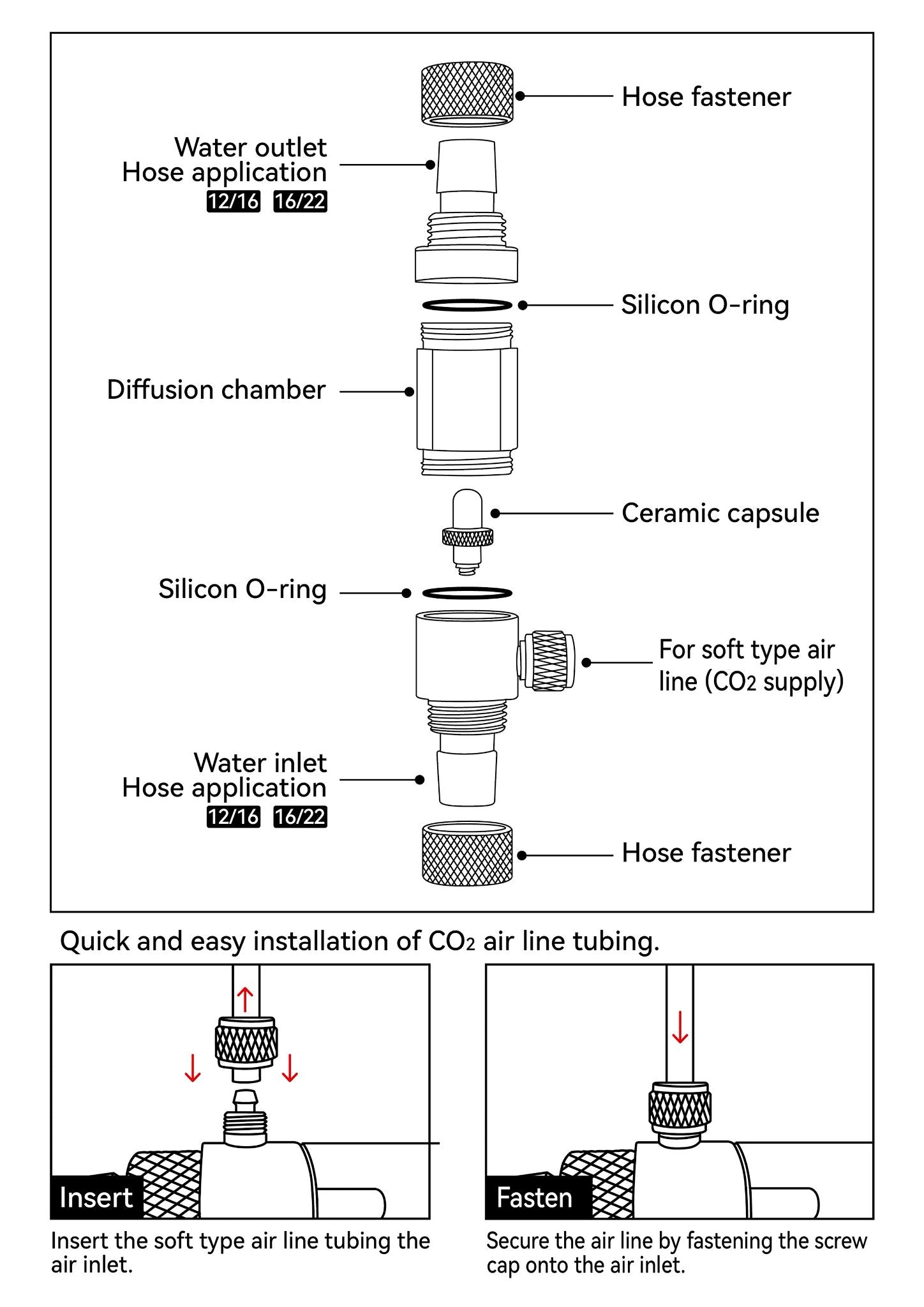 Dymax Inline CO2 Diffuser